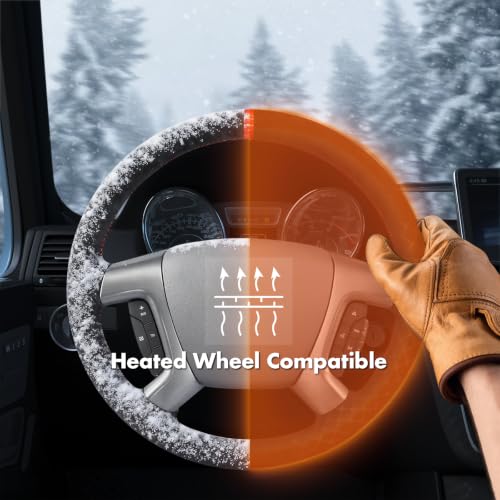 MEWANT Stitch On Steering Wheel Cover for Chevy Silverado Tahoe