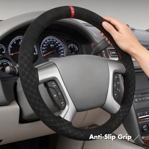 MEWANT Stitch On Steering Wheel Cover for Chevy Silverado Tahoe
