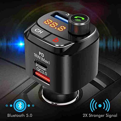 18W QC3.0 Type-C PD Car FM Charger with Hands-Free Calling