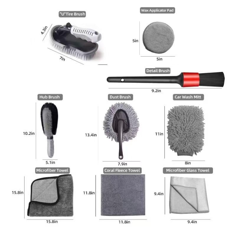 9-Piece Professional Car Detailing & Cleaning Kit