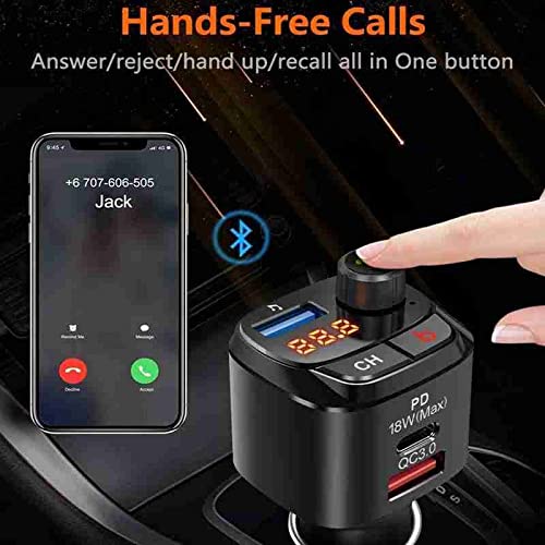 18W QC3.0 Type-C PD Car FM Charger with Hands-Free Calling