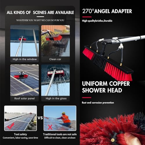 10m Water-Fed Telescopic Cleaning Pole with Brush Head