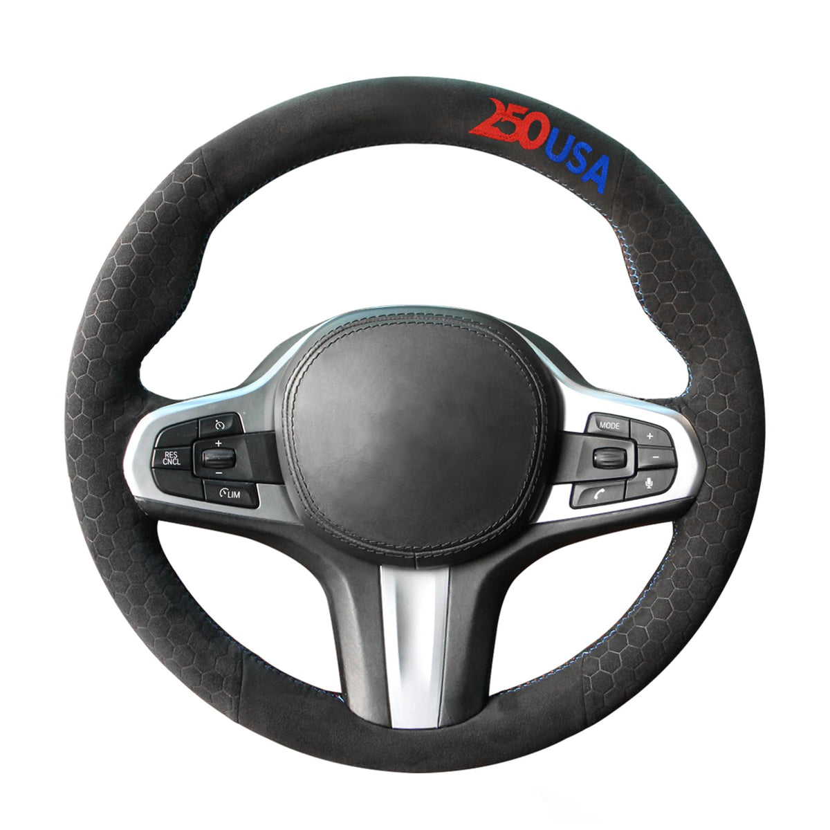 MEWANT Black Stitch on Steering Wheel Cover for BMW 5 Series