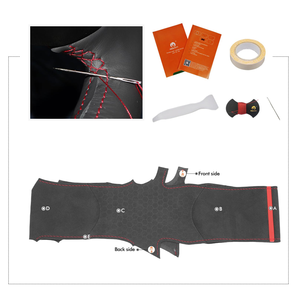 Hand-Stitched Steering Wheel Cover for Kia Stinger 2018–2022