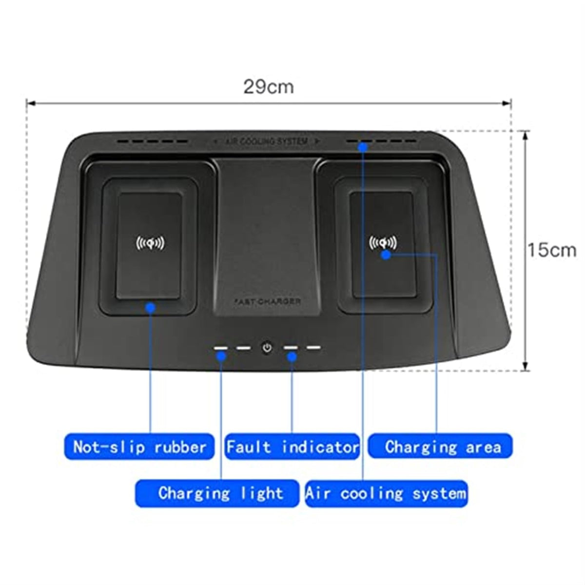 10W QI Wireless Charger Fast Phone Charging Plate for Highlander 2015-2019