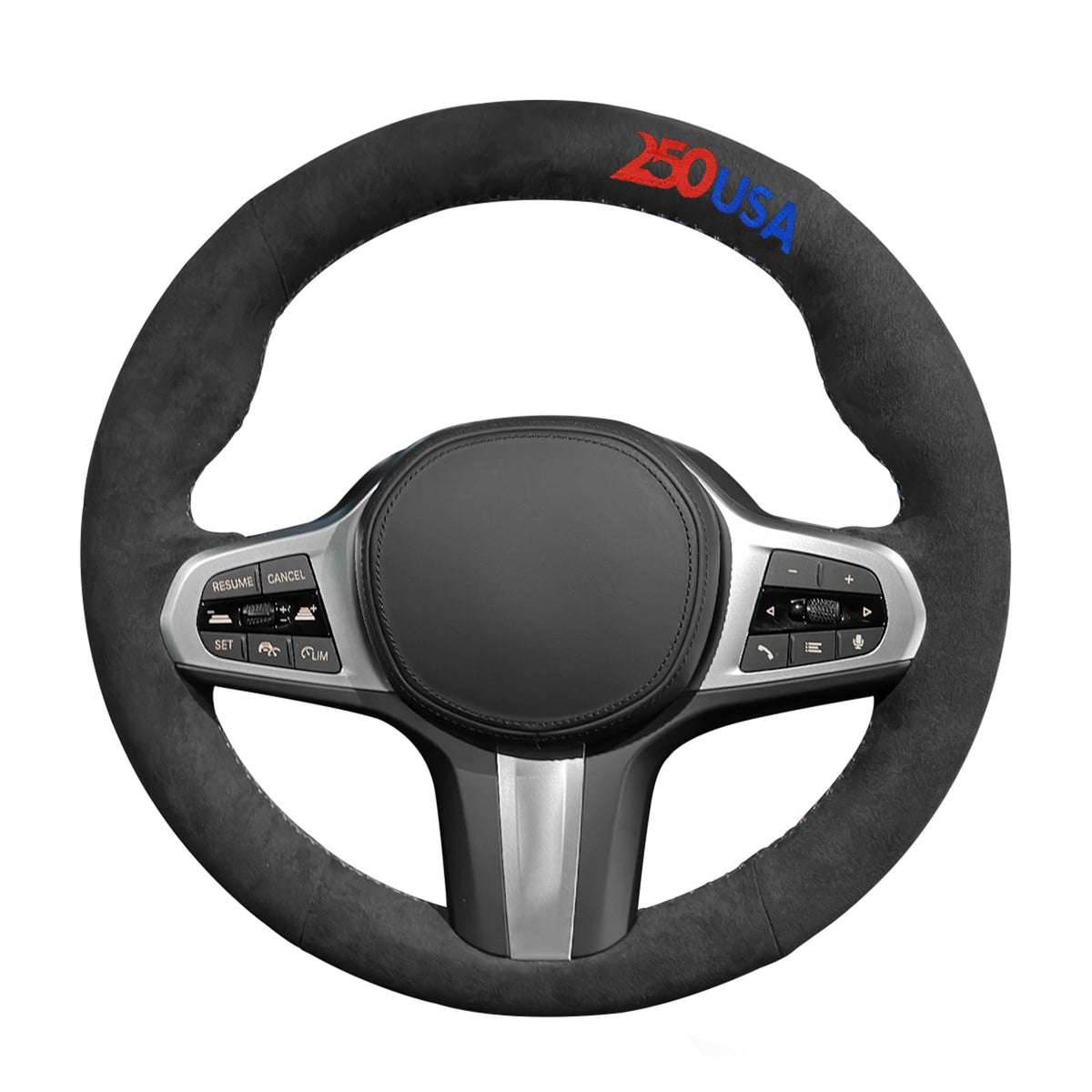 MEWANT Black Stitch on Steering Wheel Cover for BMW 5 Series