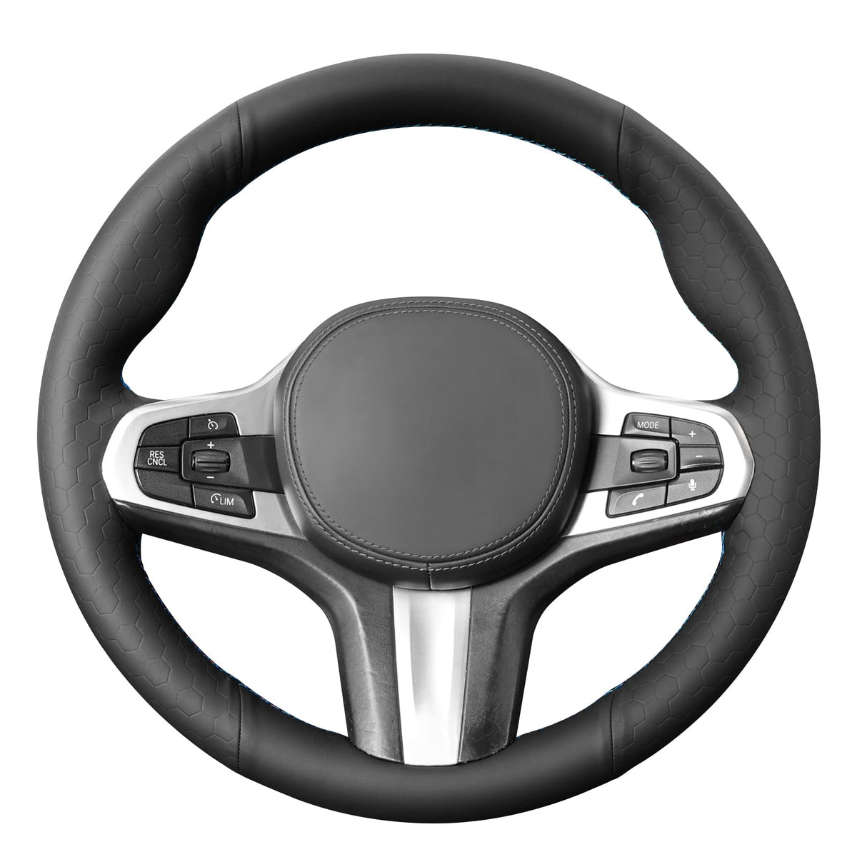 MEWANT Black Stitch on Steering Wheel Cover for BMW 5 Series
