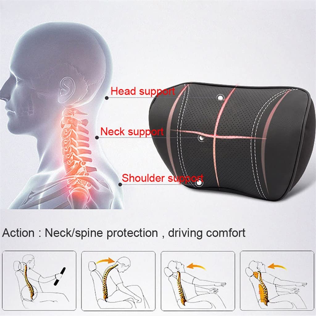 KHMCRSDO Leather Car Neck Pillow for Memory Foam seat Headrest