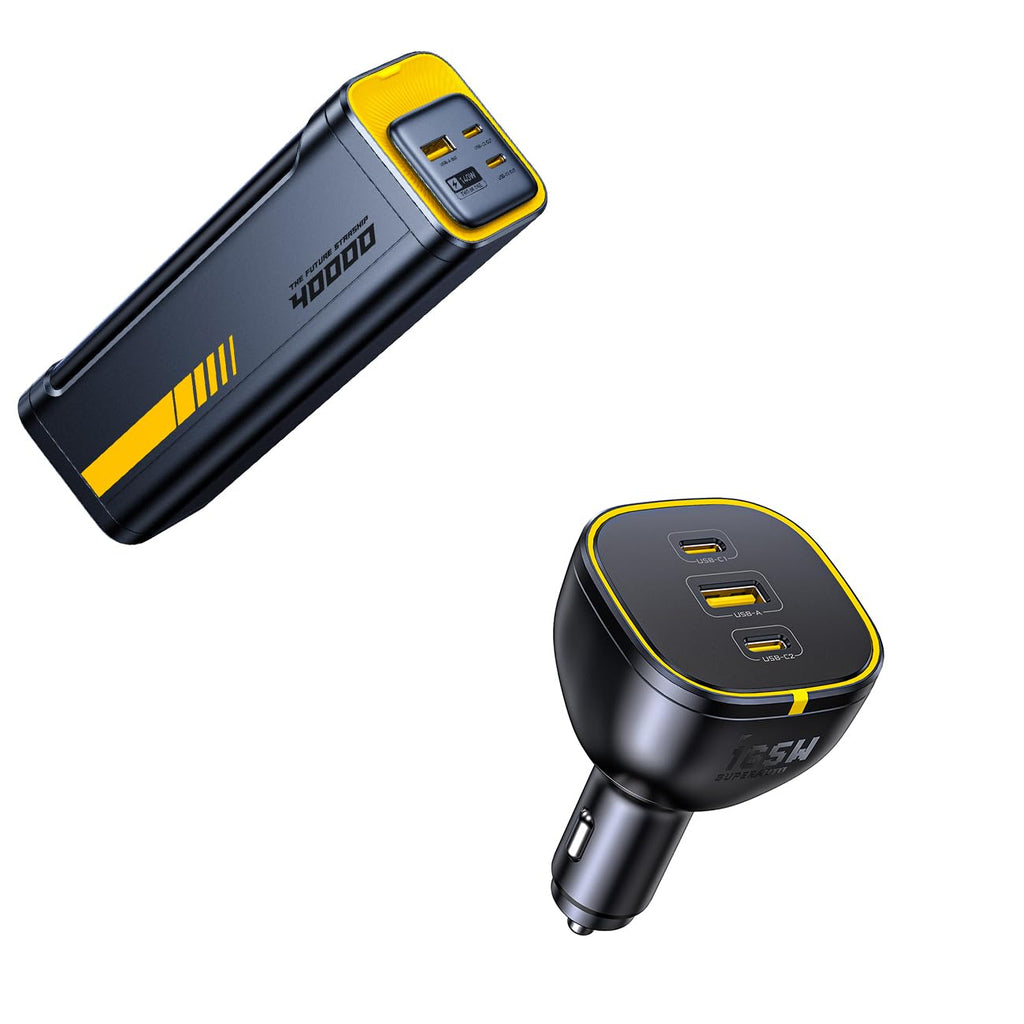 165W USB-C PD Car Charger & 40000mAh Power Bank Set