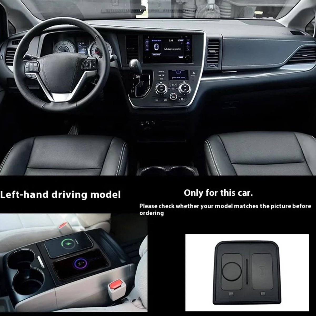 for Toyota Sienna 2015-2021 Car Center Console Phone Fast Wireless Charger Holder