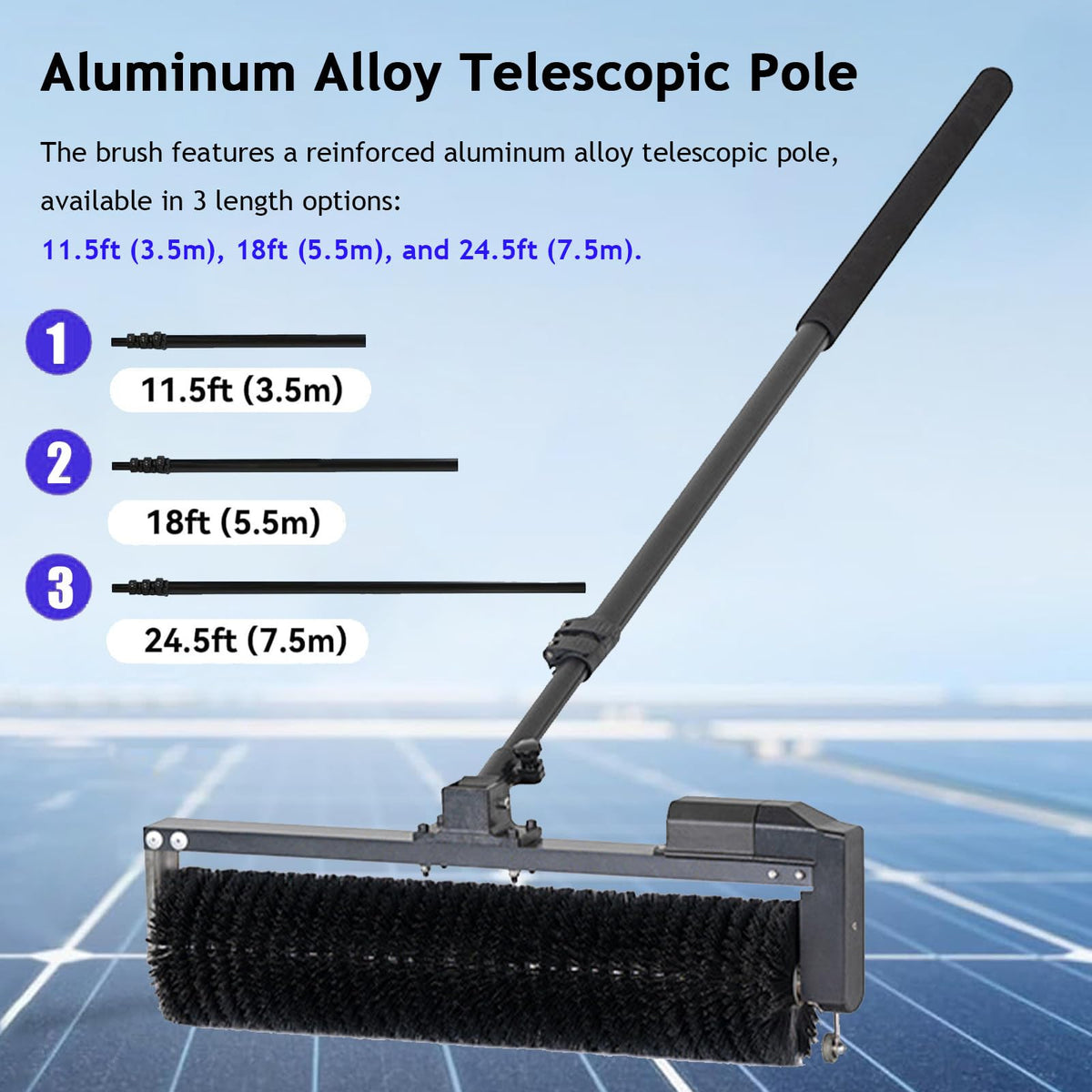 Telescopic Solar Panel Cleaning Brush 3.5–7.5m