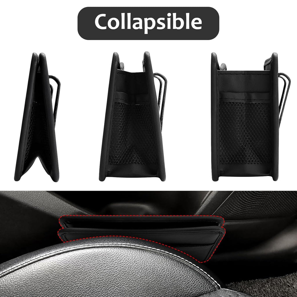 2-Pack Foldable Leather Car Trash Can
