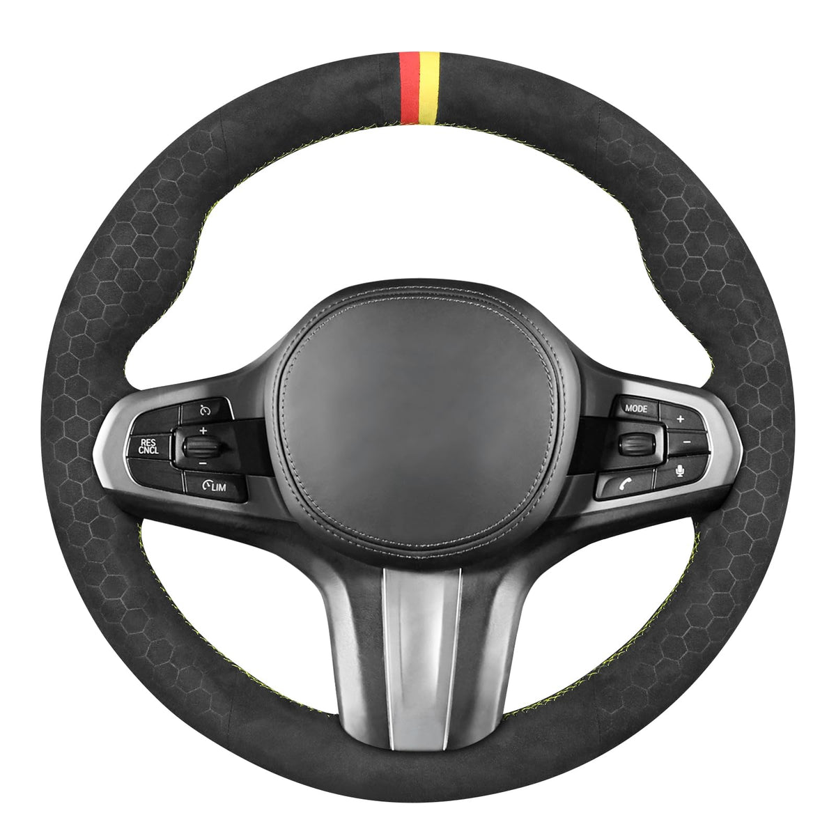 MEWANT Black Stitch on Steering Wheel Cover for BMW 5 Series