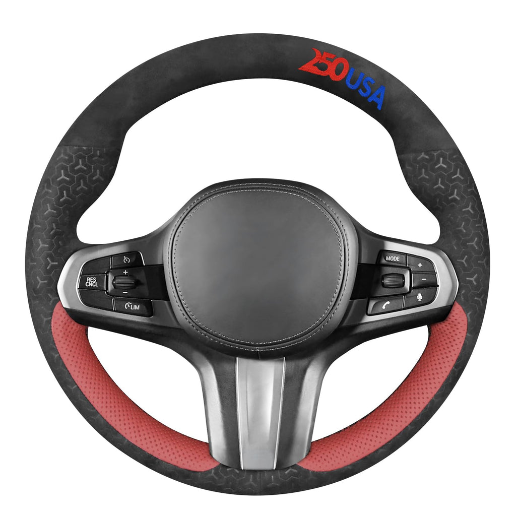 MEWANT Black Stitch on Steering Wheel Cover for BMW 5 Series
