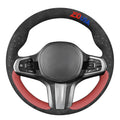 MEWANT Black Stitch on Steering Wheel Cover for BMW 5 Series