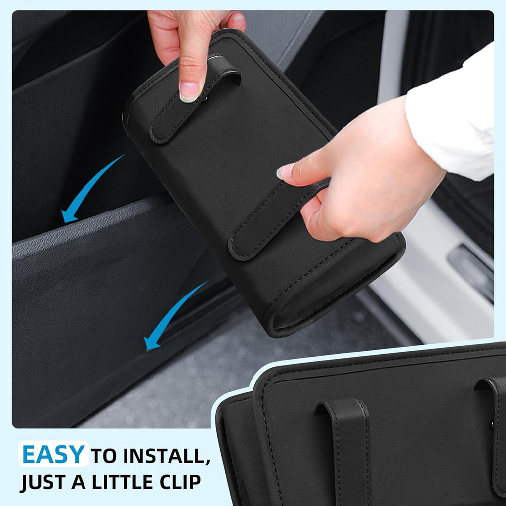 2-Pack Foldable Leather Car Trash Can