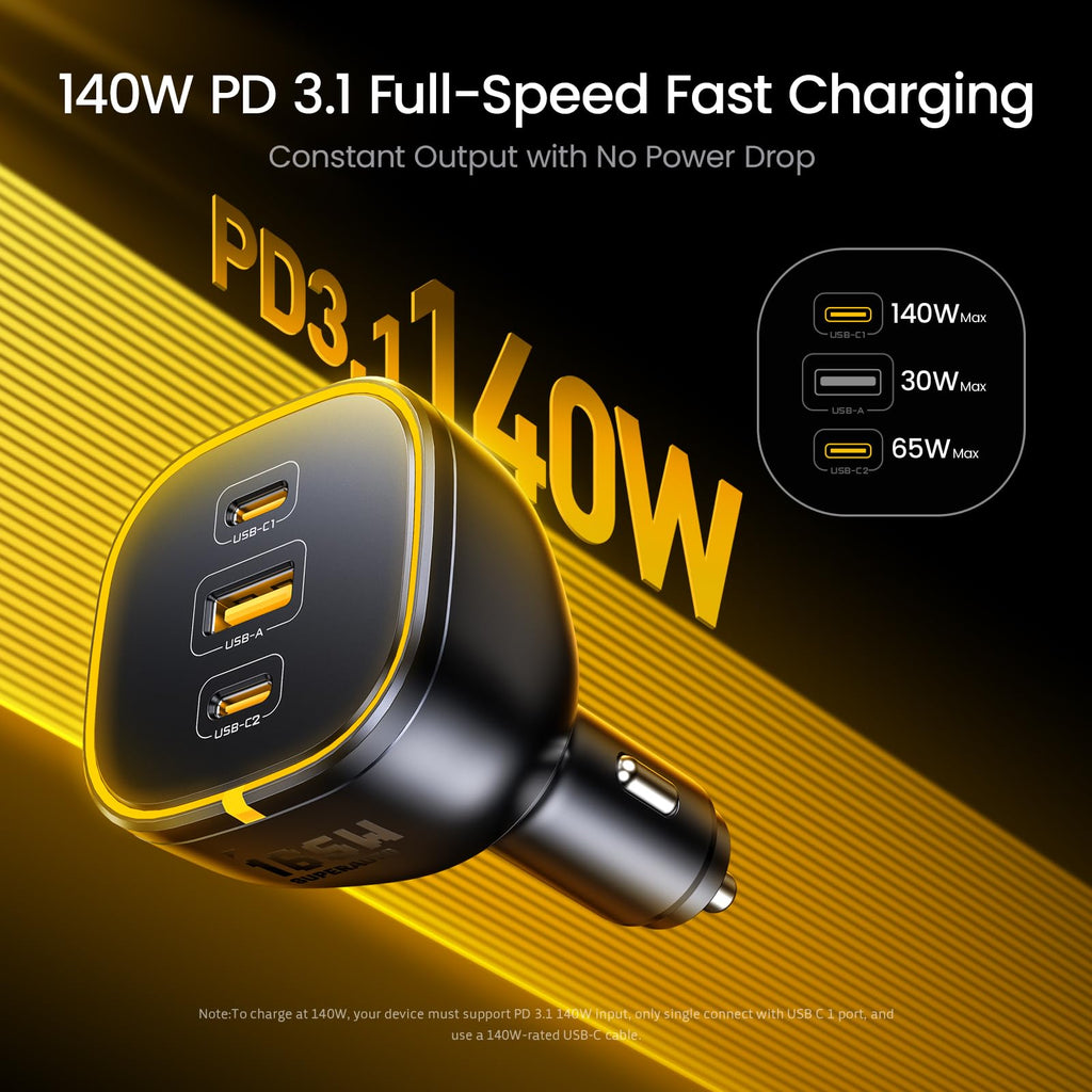 165W USB-C PD Car Charger & 40000mAh Power Bank Set