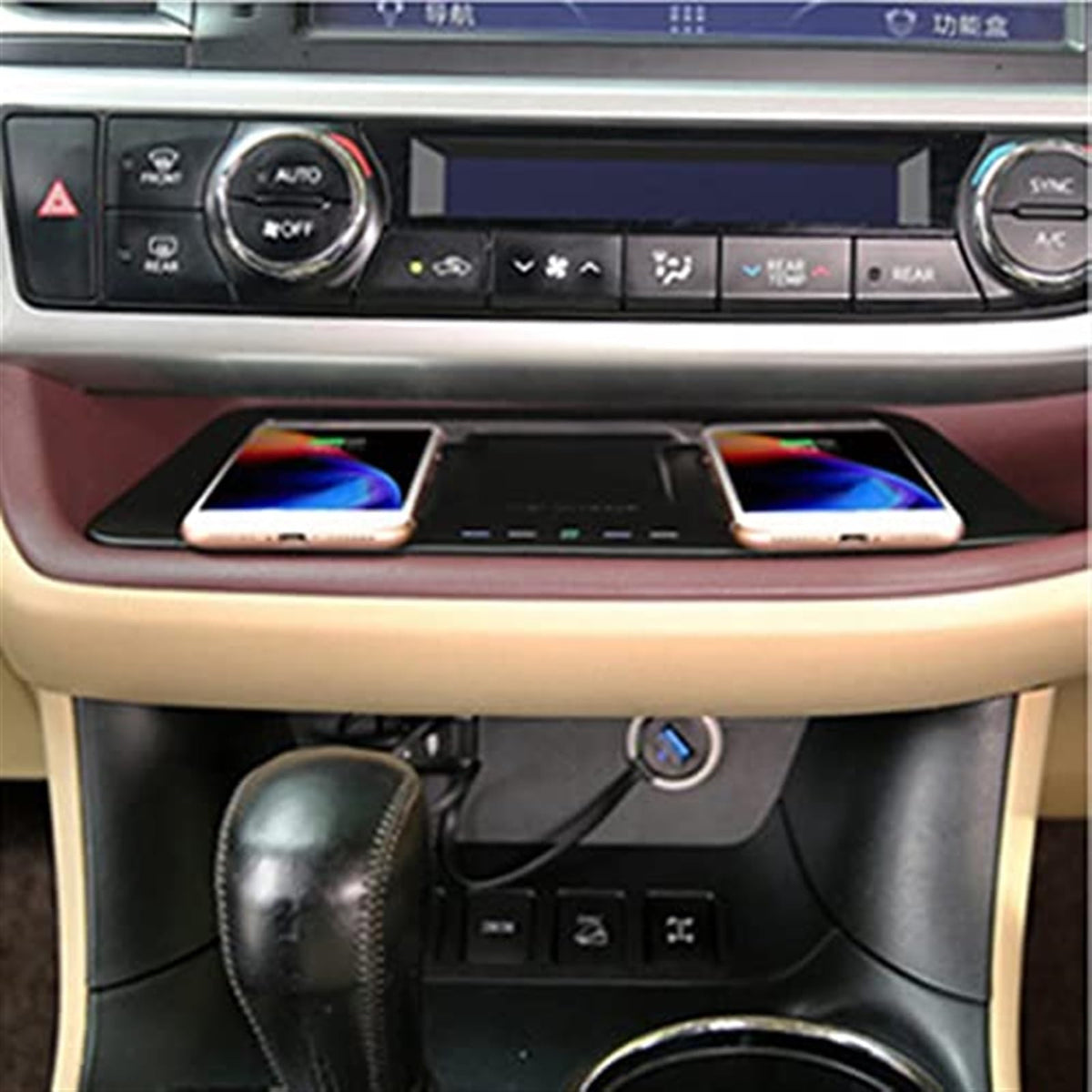 10W QI Wireless Charger Fast Phone Charging Plate for Highlander 2015-2019
