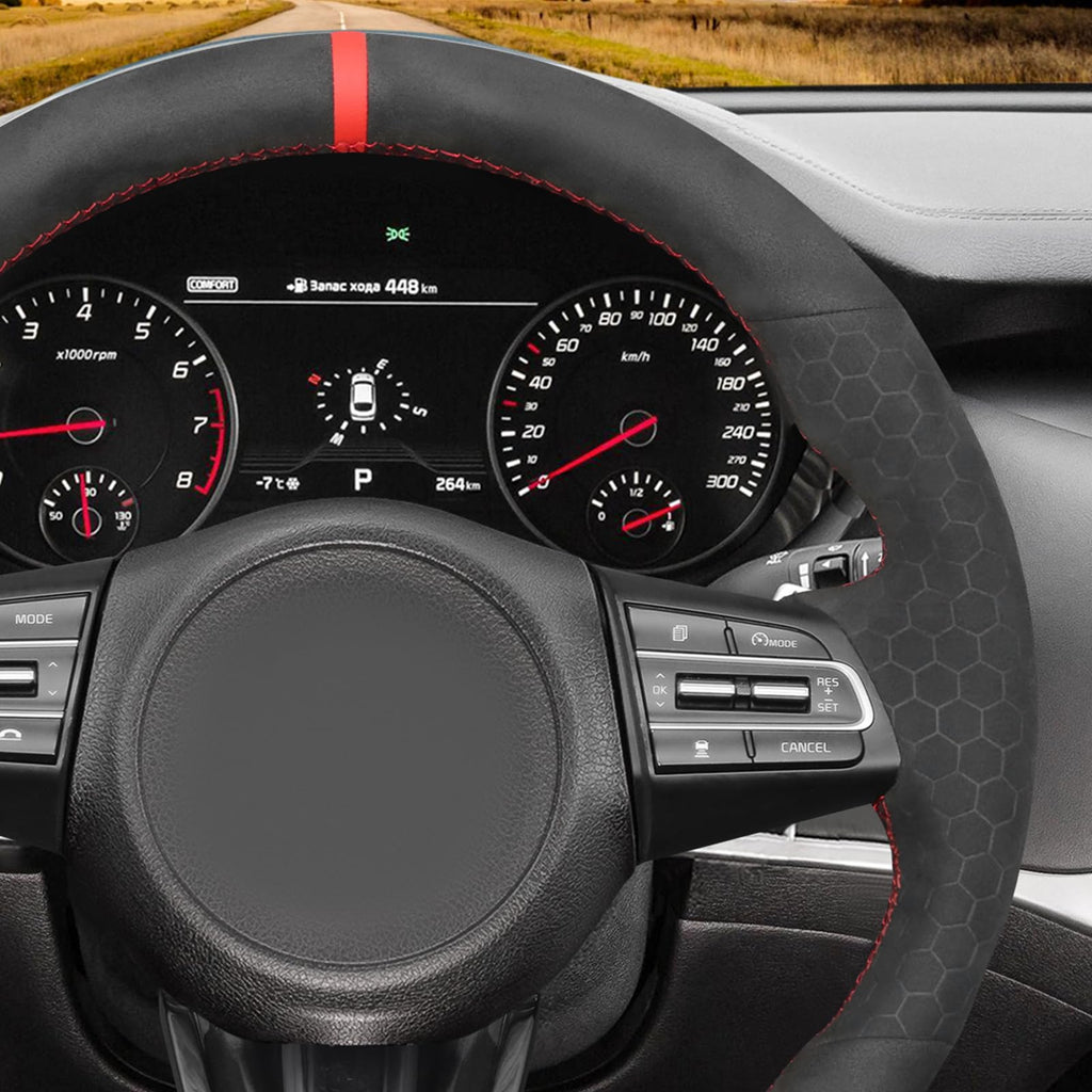 Hand-Stitched Steering Wheel Cover for Kia Stinger 2018–2022