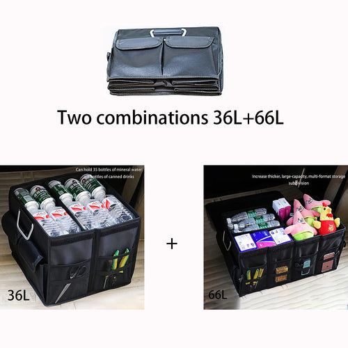 Car Trunk Organizer with Detachable Lid & Compartments