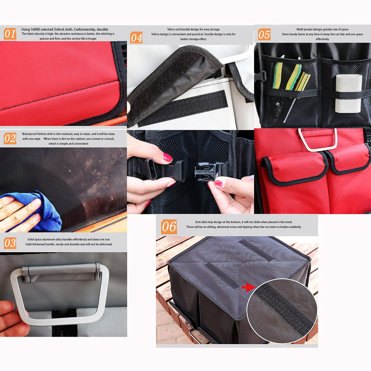 Car Trunk Organizer with Detachable Lid & Compartments